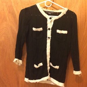 Black and cream Forever 21 cardigan